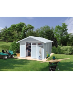 CASETTA DA GIARDINO IN PVC GROSFILLEX "UTILITY 11" GRIGIO-AZZURRO E BIANCO - COD. 22811137
